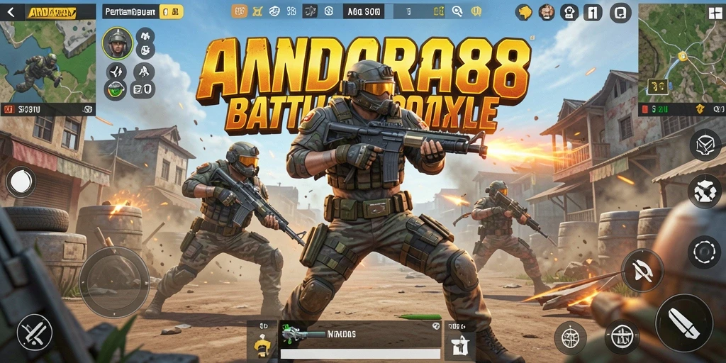 Screenshot menunjukkan aksi intens dalam gameplay Battle Royale.