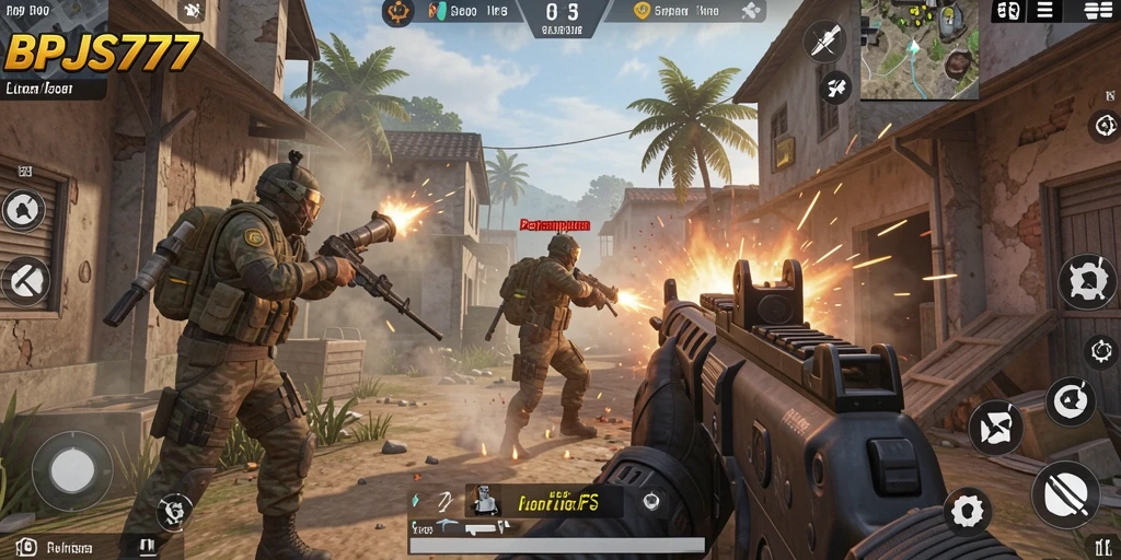 Tampilan gameplay menegangkan dalam BPJS777 saat pertempuran berlangsung.