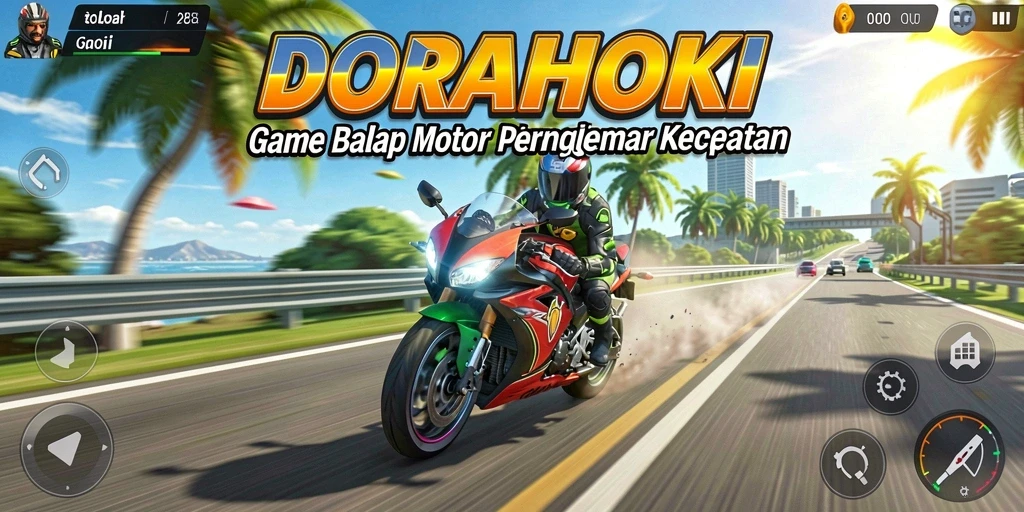 Screenshot menunjukkan aksi balap motor yang intens dan mendebarkan.