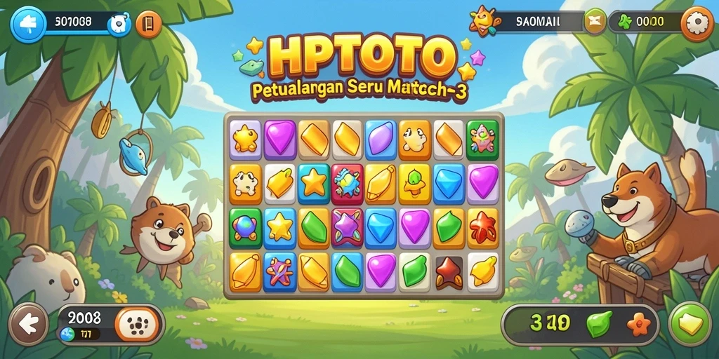 Tampilan gameplay HPTOTO yang menarik dengan match-3 yang seru.