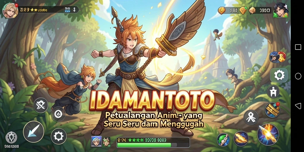Screenshot dari gameplay IDAMANTOTO yang menampilkan aksi karakter anime.