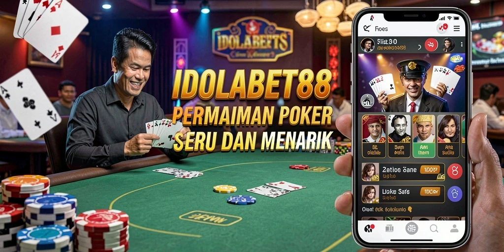 Screenshot gameplay IDOLABET88 menunjukkan suasana permainan Poker yang realistis.