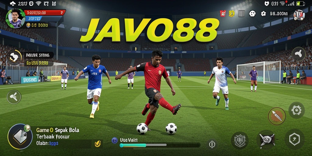 Tampilan menarik dari gameplay sepak bola yang seru dan interaktif.