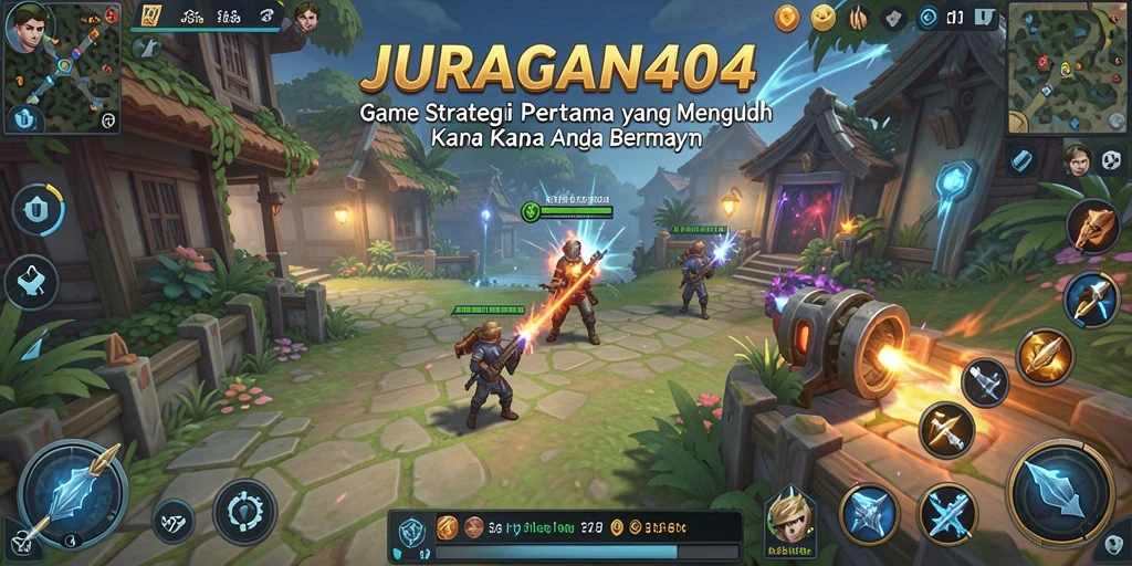 Screenshot gameplay JURAGAN404 yang menampilkan pertempuran strategi.