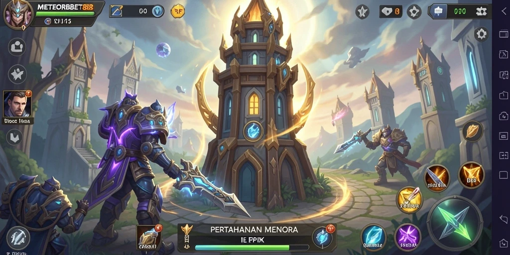 Tampilan gameplay METEORBET88 saat melawan gelombang musuh.