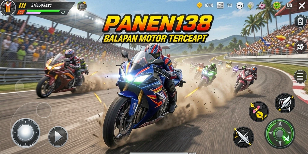 Gameplay mendebarkan dalam balapan motor.