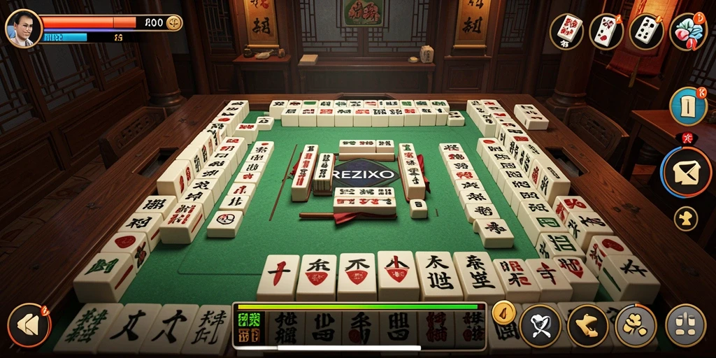 Tangkapan layar gameplay REZIXO yang menampilkan tantangan Mahjong.