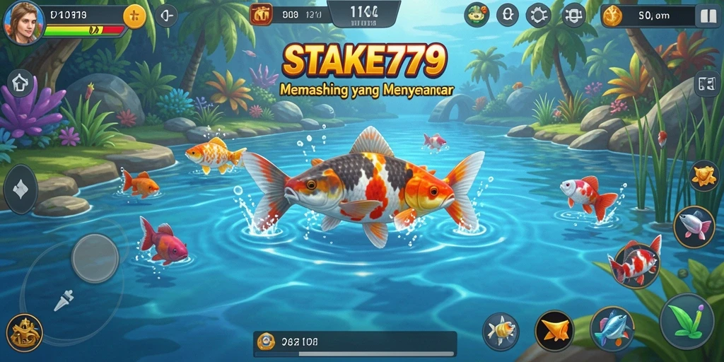 Screenshot utama STAKE779 menampilkan aksi memancing yang seru dan grafis tajam.