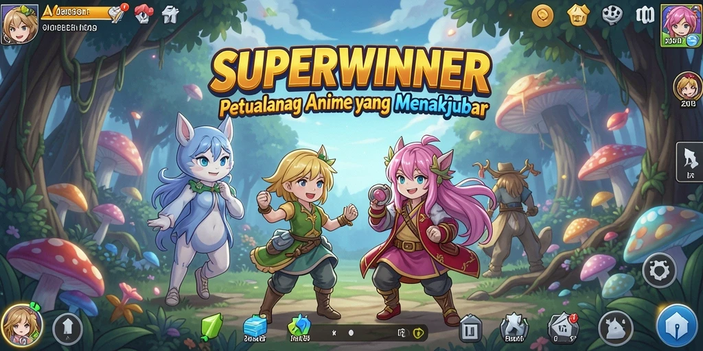 Tampilan karakter dan pertarungan epik dalam SUPERWINNER.