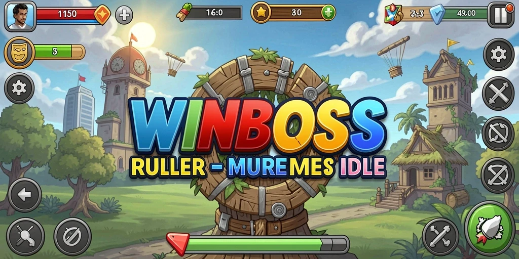 Tampilan gameplay menarik dari WINBOSS yang menunjukkan kemajuan kerajaan.