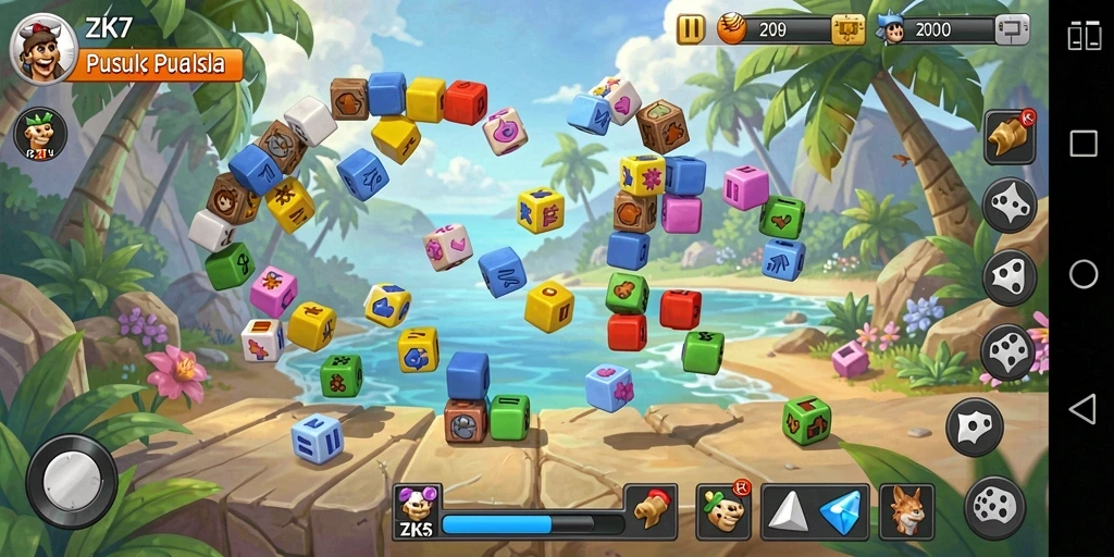 Screenshot gameplay ZK7 yang menampilkan level Puzzle yang menantang.